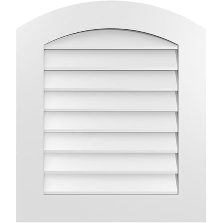 Ekena Millwork Arch Top Surface Mount PVC Gable Vent: Functional, w/ 3-1/2"W x 1"P Standard Frame, 24"W x 28"H GVPAR24X2801SF